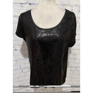 Max Studio Shimmering Black Sequin Top